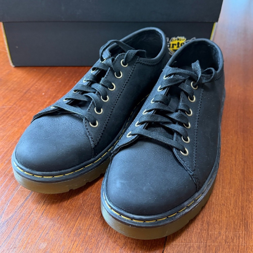 Dr. Martens Farrell Black Leather Low Top Lace Up Shoes AW004 M9 W10 Gorpcore - Picture 2 of 8